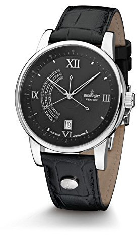 Kronsegler Vertigo Automatik Herren Armbanduhr Stahl Onyx Schwarz mit Lederband
