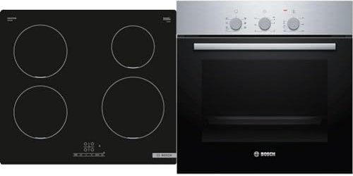 Bosch PUE611BB5J Serie 4, Piano cottura a induzione, PowerBoost: accelera il processo di cottura & HBF011BR0 Serie 2, Forno da incasso, Aria Calda 3D: Cottura uniforme fino a 3 livelli, 3 manopole