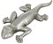 Gecko aus Polystone 23,5cm groß Salamander Eidechse Echse Figur Silber Deko Gartenfigur Dekofigur Gartendeko Garten Statue Tier Skulptur Objekt für Hof Terrasse