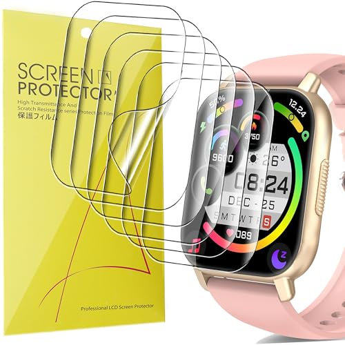 Blueshaweu 6 Pezzi Pellicola Compatibile per aycy/Csasan/Poounur Smartwatch Y6 1,85, Pellicola Protettiva per Y6 1,85, Sensibile al Tatto, Senza Bolle, HD Trasparente TPU Film (Trasparente)