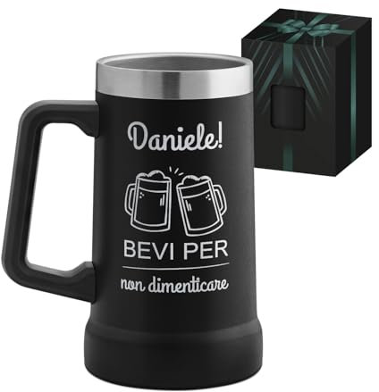 Maverton Boccale birra termico da camping - Tazza personalizzata per campeggio - Idee regalo uomo compleanno - Acciaio Inox 700ml - Regali uomo - Campeggio accessori utili - Regalo amante di birre