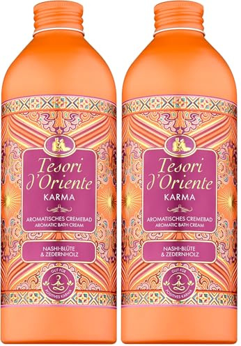 Tesori d'Oriente | Cremebad 'Karma' | aromatisches Bad mit Nashi-Blüte & Zedernholz | Spa-Erlebnis für zu Hause | Wellness-Rituale für Körper & Sinne | 500 ml (Packung mit 2)