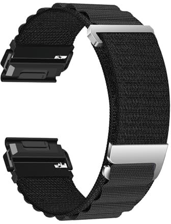 Sportarmband Kompatibel mit Garmin Descent G1/Descent G1 Solar Armband, Weiches Nylon Geflochten Ersatzarmbänder mit Verstellbares Metall G-Haken Armband für Garmin Descent G1/Descent G1 Solar (F)