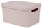 Plastic Large Storage Box with Lid, 31L Capacity, Solid Matte Colour, Decorative Design with Handle, Stackable & Nestable Space-Saving Organizer for Home & Office – 45.5 x 33.5 x 25 cm (PINK)