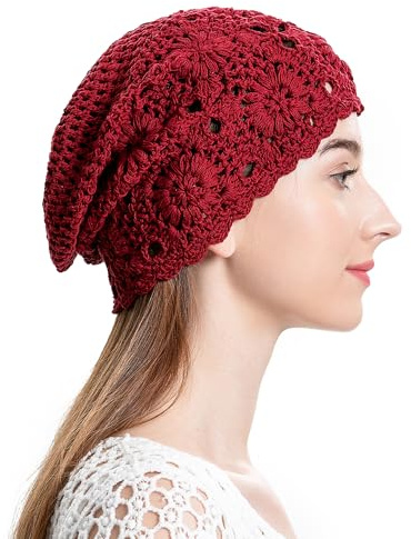 ZLYC Damen Sommer Strickmützen Handgemacht Häkelmütze Slouch Beanie Mütze | Baumwolle Atmungsaktives