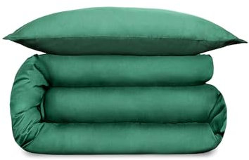 Wolkenfeld Satin Bettwäsche 135x200 Mako-Satin Baumwolle - Grun Bettwäsche-Set - 1x Bettbezug 135 x 200 + 1x Kissenbezug 40x80 - Alina