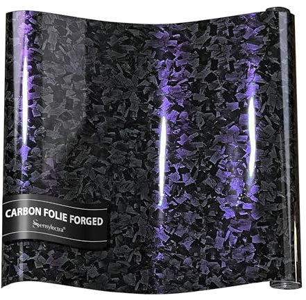 Sensylectra Carbon Folie Forged,150 * 30cm Geschmiedete CarbonFolie Autofolie,Selbstklebend Schmiedeoptik-Autofolie (Schwarz-Lila-Gradient)