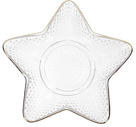 Mikinona 1 Pieza plato de fruta de cristal soltero costero platos plato en forma de estrella conformado contenedor de almacenamiento delicado plato de almacenamiento plato versátil Vidrio