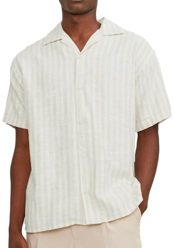 JACK & JONES Gestreiftes Hemd für Herren, Weiß/Beige, Cabana, weiß, L
