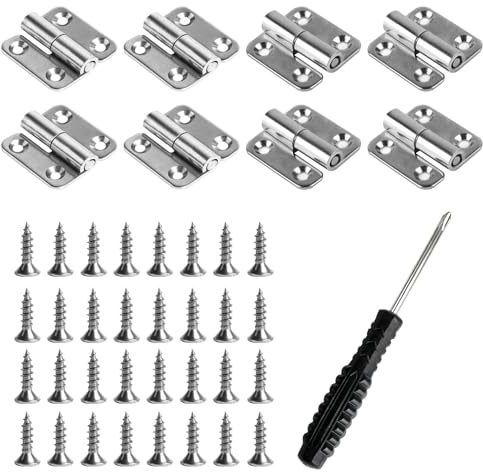 8 Stück Abnehmbares Scharnier 1.5 Inch, Scharniere Klein Edelstahl 304 Türscharnier Abnehmbare Türscharniere Klappbar für Rechtshänder,Klein für Fenster Schränke (4 Links+4 Rechts) mit 32 Schrauben