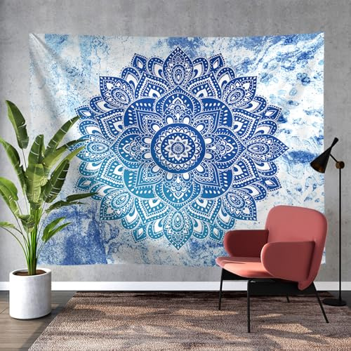 Yosugar Wandteppich Mandala,Wandtuch Boho Wandbehang für Raumdekoration,Wandteppiche für Raumdekoration Schlafzimmer,Wohnzimmer (Hellblaues Mandala, 230L x 180B cm, Ungerahmt)