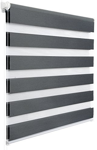 WOLTU Doppelrollo Klemmfix ohne Bohren Dunkelgrau B85 x H220 cm, Duo Rollo Zebrarollo Fensterrollo Klemmrollo Seitenzugrollo Easyfix lichtdurchlässig & verdunkelnd Rollos für Fenster und Tür