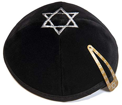 JL Kippha's schwarz Samt Davidstern Bestickt Kippa Yarmulke Jüdische Kippa Isreal Kappe Judaica mit Klemme