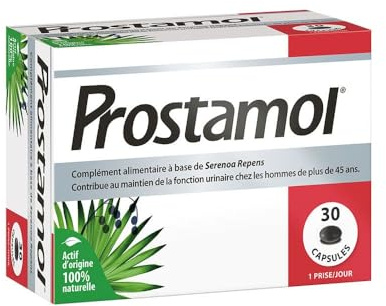 Prostamol - Complément alimentaire à base de serenoa repens, qui contribue au fonctionnement normal du système urinaire pour l'homme - 30 Capsules Molles