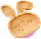 bamboo bamboo Plato para Bebé y Niño, Plato de Succión para Alimentación y Destete, Plato de Bambú Conejo con Succión Segura, para Bebés desde 6 Meses (Rosa)