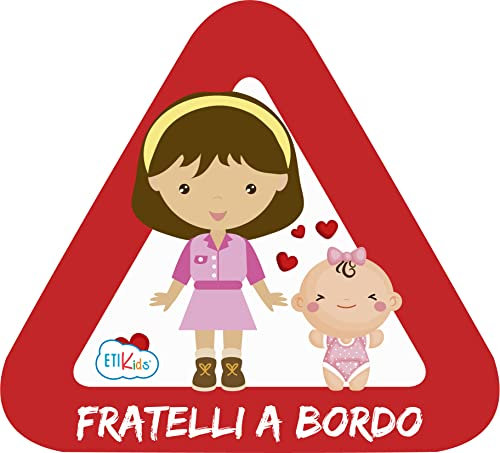 Adesivo Bebe a bordo per l'auto. Adesivi in vinile Bimbo o bimba a bordo anche per moto. 16 x 14’5 cm.