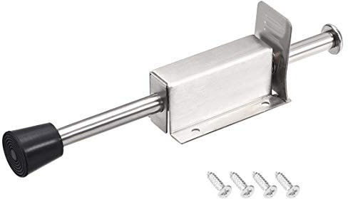 sourcing map Stainless Steel Door Stopper Spring Loaded Telescopic Step-on Door Holder Stop and Release by Foot 200mm Length
