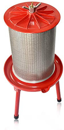 SQUEEZE master Hydraulische Obstwein-Apfelpresse, 20 l, Edelstahl für die Herstellung von Wein, Apfelwein, mit Filterbeutel und Spritzschutz