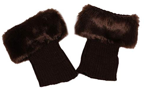 MoreChioce Kunstpelz Beinwärmer,Damen Stricken Stulpen Socken Frauen Kurzer Boot Abdeckung Wärm Kunstfell Beinstulpen,Braun