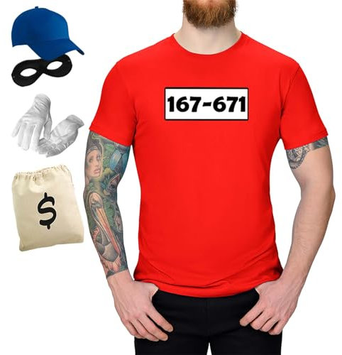 Jimmys Textilfactory T-Shirt & Tütü Panzerknacker Karneval Kostüm Set & Tüllrock XS-5XL Herren Verkleidung Fasching Outfit Rosenmontag JGA, Größe:M, Set: Deluxe+, Logo: Standard-Nr