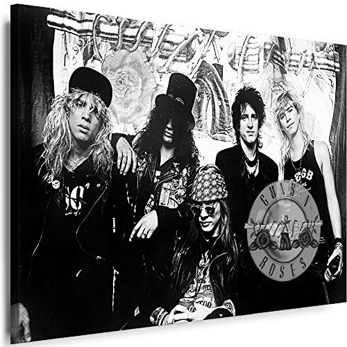 Myartstyle - Bilder Guns N Roses Band 70 x 50 cm Leinwandbild XXL - Wandbild 1 Teilig - Gerahmter Kunstdruck Musik w-s-2023-98