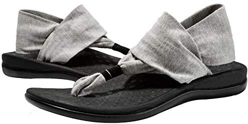 LLSOARSS Sandalias para mujer fascitis plantar para yoga, apoyo ortopédico, sandalias para aliviar pies planos, arco alto, dolor de pies, Gris (gris), 39 EU