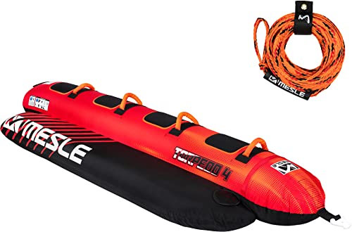Mesle Bananen Boot Aufblasbar Torpedo 2-4 Personen, Set mit Leine, Towable Funtube Banana Boat für Kinder & Erwachsene, Wasser Tube Motorboot, Wasserreifen zum Ziehen