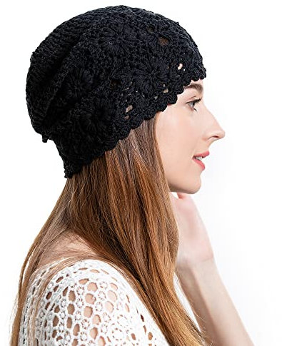 ZLYC Damen-Beanie, Einfarbig Schwarz, Einheitsgröße