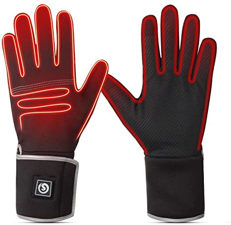 Guantes Calefactables para Hombre Mujer, 7.4V 2200mAh Batería Recargable Electrónica Guantes, 3 Niveles de Calentamiento Finos Guantes para Invierno Moto Esquiar Escribir Conducir Correr (XS/S)