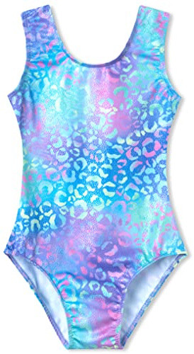 Domusgo Gymnastics Leotards for Girls Size 5-6 Years Green Purple Leopard