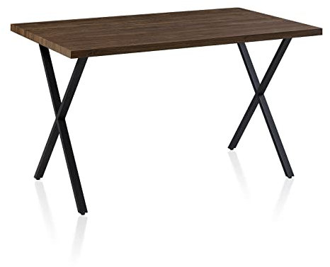 TUKAILAI Esstisch Holz 120x80cm, Küchentisch mit X-förmigen Metallbeinen, Esszimmertisch für 4-6 Personen, Tisch Wohnzimmer Frühstückstisch Speisetisch für Küche Esszimmer Restaurant,Braun