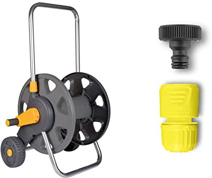 Hozelock - Carro portamangueras para 60 m de 12,5 mm - Incluye 2 Conectores para Manguera de 15 mm + Kärcher Set de Adaptador de conexión Básico (6.997-358.0)