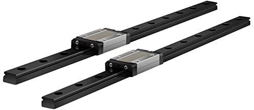 Veekaft 2 Sätze Schwarze Beschichtung MGR Schiene MGR9 Miniatur-Linearführung 300 mm mit MGN9H Schlitten, geeignet für 3D-Drucker CNC (300mm,MGN9H,2)