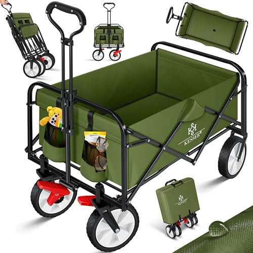 KESSER® Carrello Pieghevole Carrello a Mano Carretto da Trasporto | incl. 2 Tasche a Rete | Pieghevole | Ruote in PVC | capacità di carico Fino a 80 kg Carretto da Trasporto