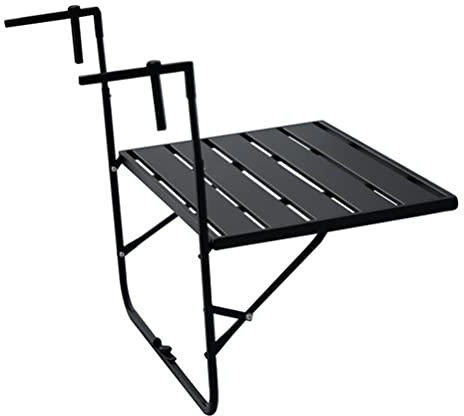 Balkonhängetisch Balkon-Klapptisch aus Eisen, höhenverstellbarer Minibar-Wandtisch, Gartenterrasse, Freizeittisch, 3 Farben (Color : Black)