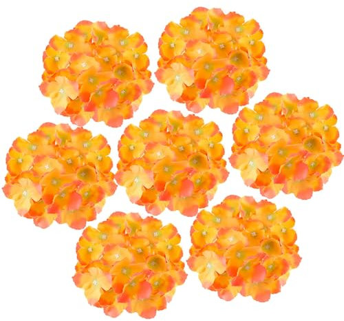 Hananona Künstliche Hortensien Seide Blütenköpfe mit Stielen, künstliche Blumen für Hochzeit Herzstück Haus Garten Party Dekoration (40, Orange)