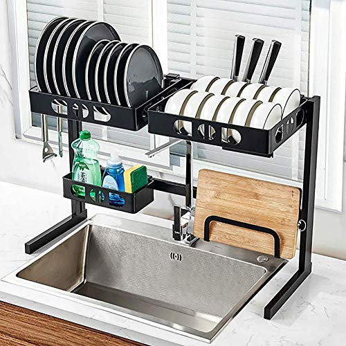 RWRAPS Escurridor de Platos sobre Fregadero, escurridor de Platos multifunción de Acero Inoxidable, escurridor de Platos de Cocina Moderno para encimera B (A)