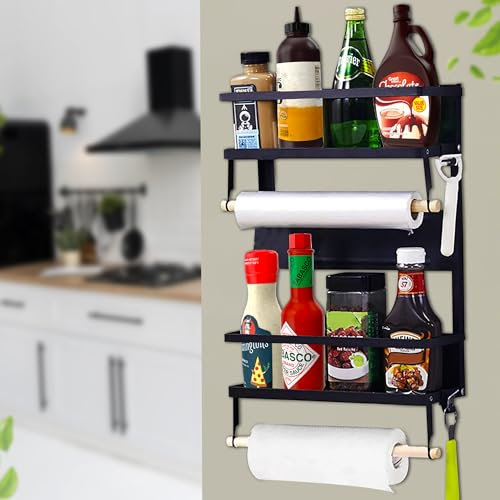 UDL HOME Especiero para la cocina-Organizador de especias-Especiero magnetico cocina- 5 Niveles Estante Cocina -Organizador Magnetico para Especias -Estante Lateral Nevera-Especiero