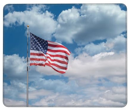 Mauspad mit amerikanischer Flagge unter blauem Himmel, rutschfestes Mauspad für Gaming-Mauspad, bequem, langlebig, Schreibtischunterlage mit genähten Kanten, Mauspads für Zuhause, Büro, Schreibkräfte