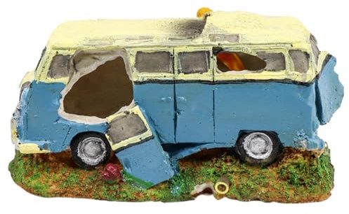 ABOOFAN Aquarium Dekoration Simuliertes Bus-Wrack Ornament Für Fischtank Landschaftsdeko Sicheres Material Stabil Und Lebendig Für Süß Salzwasser