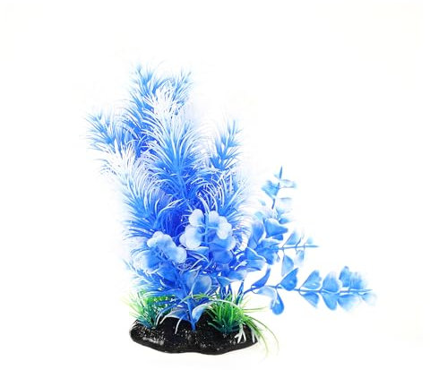CAPASTEC Aquarium Plastic Plants, Artificial Aquatic Plant for Fish Tank Landscape 7.48 Inch (Blue)