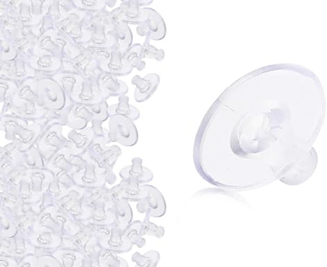 Lhbwhiz 100 Stück Silikon Ohrring Stecker,Universal Kunststoff Transparent Ohrstopper,Klar Gummi Stopper Schnalle,Rücken Kupplung Sicherheit Verschlüsse,Ohrstecker Verschluss,für Damen,zum Basteln