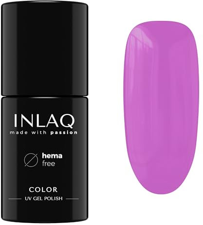 INLAQ® Gel Nail Polish UV - Pastel Shades - Long Lasting Varnish Gel in Different UV LED Colors - Crazy Rainbow Collection - Color Fuchsia Pink 6 ml
