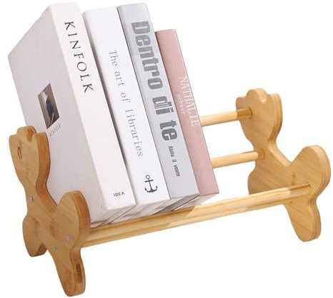 Bamboo Children Bookcase, Desktop Bookshelf Storage Display Rack, Cute Puppy Bookend Book Organiser for Children's Room(Cute Puppy Bookend)