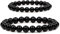 2pcs Obsidian Armband,Heilsteine Armband Verstellbare, Schwarzer Turmalin Armband Naturstein Armband Perlenarmband Damen Perlen Perlenarmband Herren Perlen Schmuck Armbänder Modeschmuck(6mm,8mm)