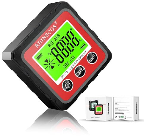 Digitaler LCD Winkelmesser Neigungsmesser Wasserwaage Inklinometer Magnetfuss Winkelmesswerkzeug Mini Bevel Box mit Display Flip Funktion für Zimmermann, Zuhause (RED)