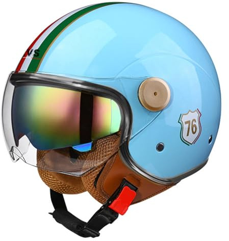 Casco Aperto Moto Mezzo Casco Casco Moto Jet Vintage Omologato DOT/ECE Con Visiera Parasole Casco Demi-Jet Per Moto 3/4 Stile Retrò Per Adulti Uomini Donne H,M=57-58CM