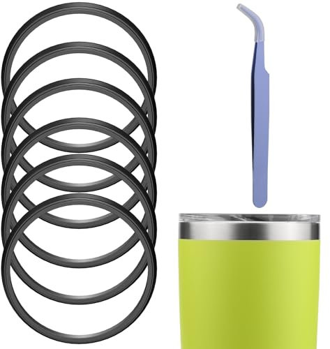 Gasket Replacement Compatible with Yeti, 6 Pack 20 oz Lid Seal Compatible with Yeti Stainless Steel Insulated Tumbler Mugs, Silicone O-Ring Parts with A Tweezer