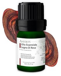 Olio Essenziale Legno Di Rosa 5ml AMYRON | Rosewood | Naturale E Puro Al 100% | Ideale Per Aromaterapia E Uso Terapeutico | Diffusore Oli Essenziali | Massaggi aromatici | Uso Alimentare Senza OGM
