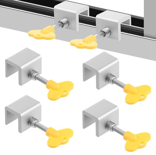 TNOMSNO 6 Piezas Cierre Ventana Corredera, Bloqueo ventanas correderas de Aluminio cerraduras correderas para ventanas, Cerradura Puerta Corredera para Puertas de Balcones, Ventanas